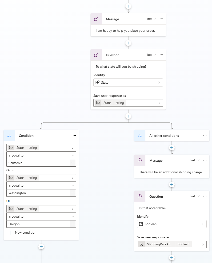 Microsoft Copilot Studio agent canvas